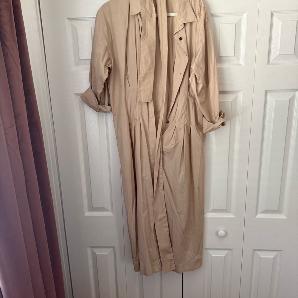 Ann Taylor Beige Long dress with Tie Waist